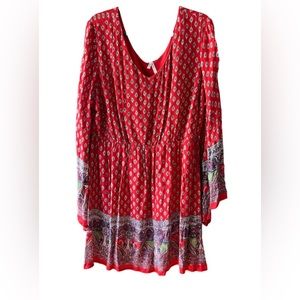 **SALE 3 for $25  Live for Truth Red Boho Floral Bell Sleeve Dress 3x.